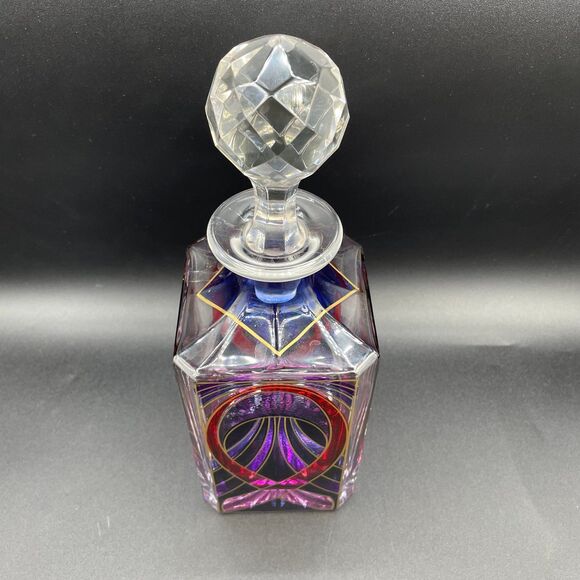 Beautifully Decorated Stain Glass Style Crystal Decanter Breast Cancer Awareness - Picture 4 of 12